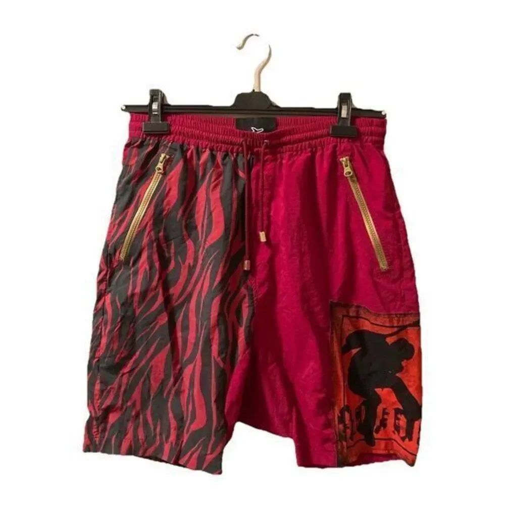 Andrea Marcaccini‎ Milano Board Shorts Red Graphic Artsy Streetwear Sz Medium